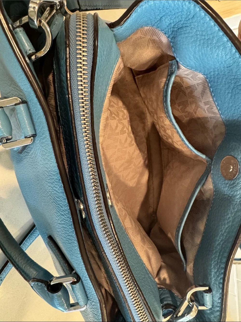 Michael Kors Blue Leather Purse with Removable Strap